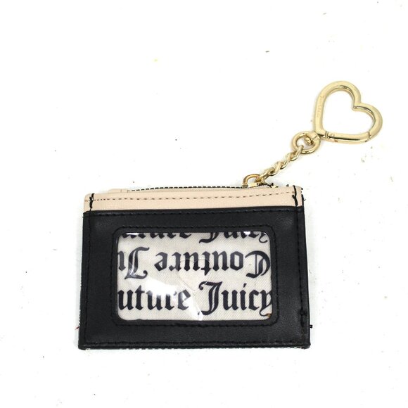 Juicy Couture Signature Logo Heart Key Ring Fob Zip Identification Wallet Y2K - Picture 1 of 6